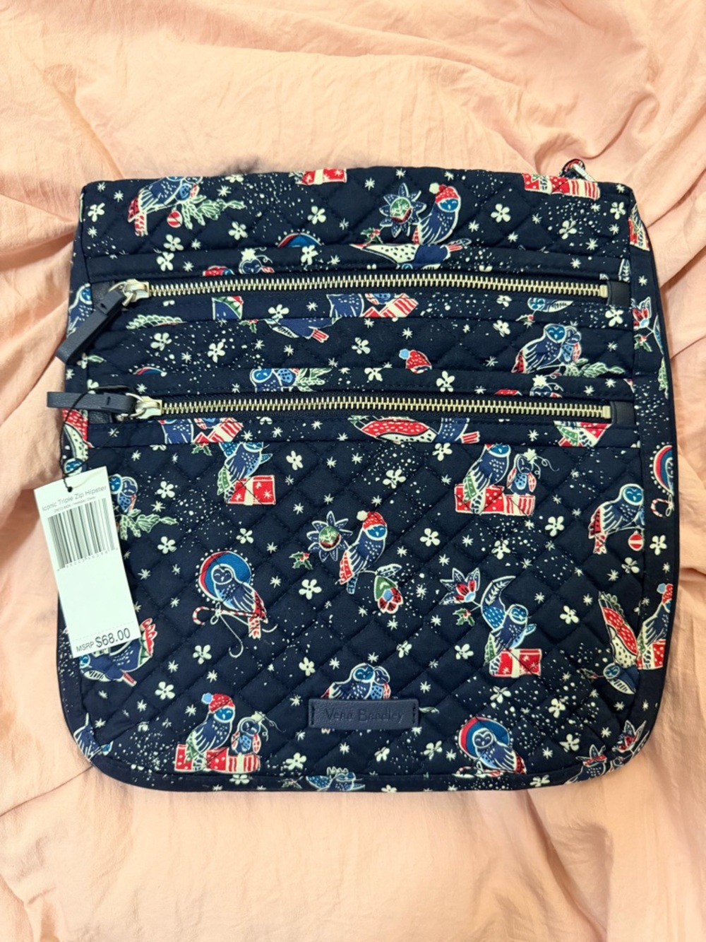 Vera Bradley holiday owl trip zip hipster crossbody